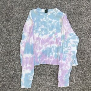 Wild Fable waffle-knit tie dye purple and blue cropped sweater